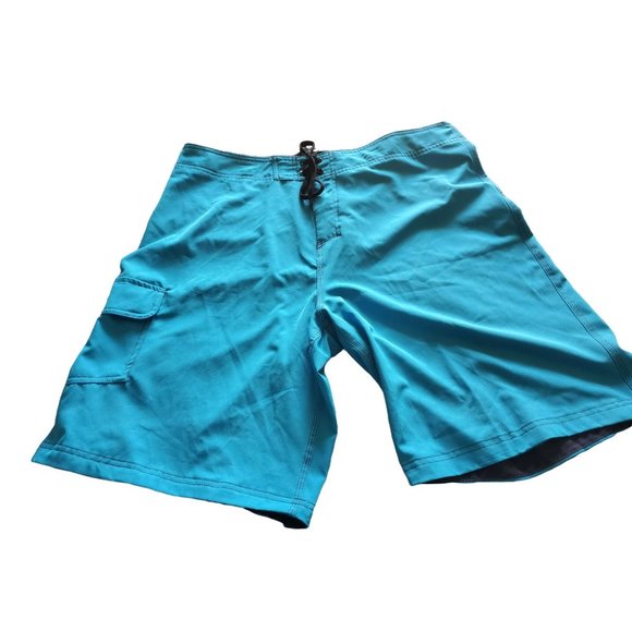 burnside Other - Burnside Board Shorts Stretch Turquoise Blue W/ Drawsting Sz 38